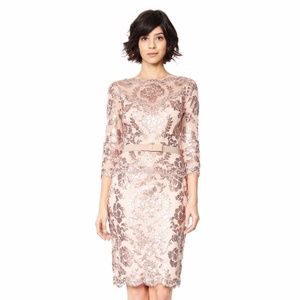 Tadashi Shoji Sequin Embroidered Lace Dress 2P
